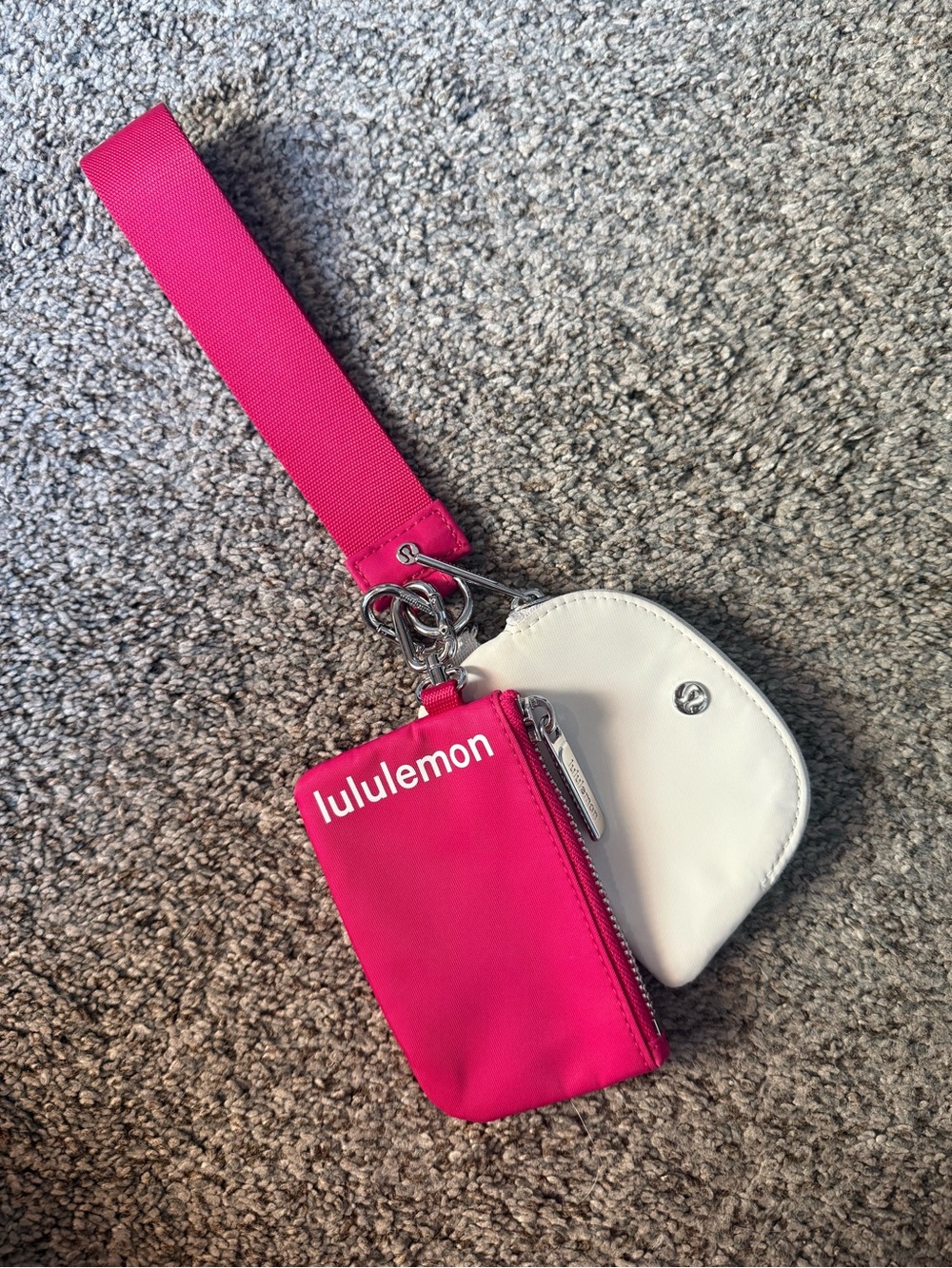 Lululemon Pink & White Wristlet Keychain